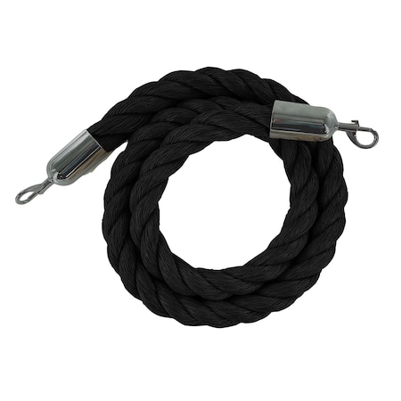 Montour Line Twisted Polyprop.Rope Black With Satin Snap Ends 6ft.Cotton Core PPR150-60-BK-SE-SS